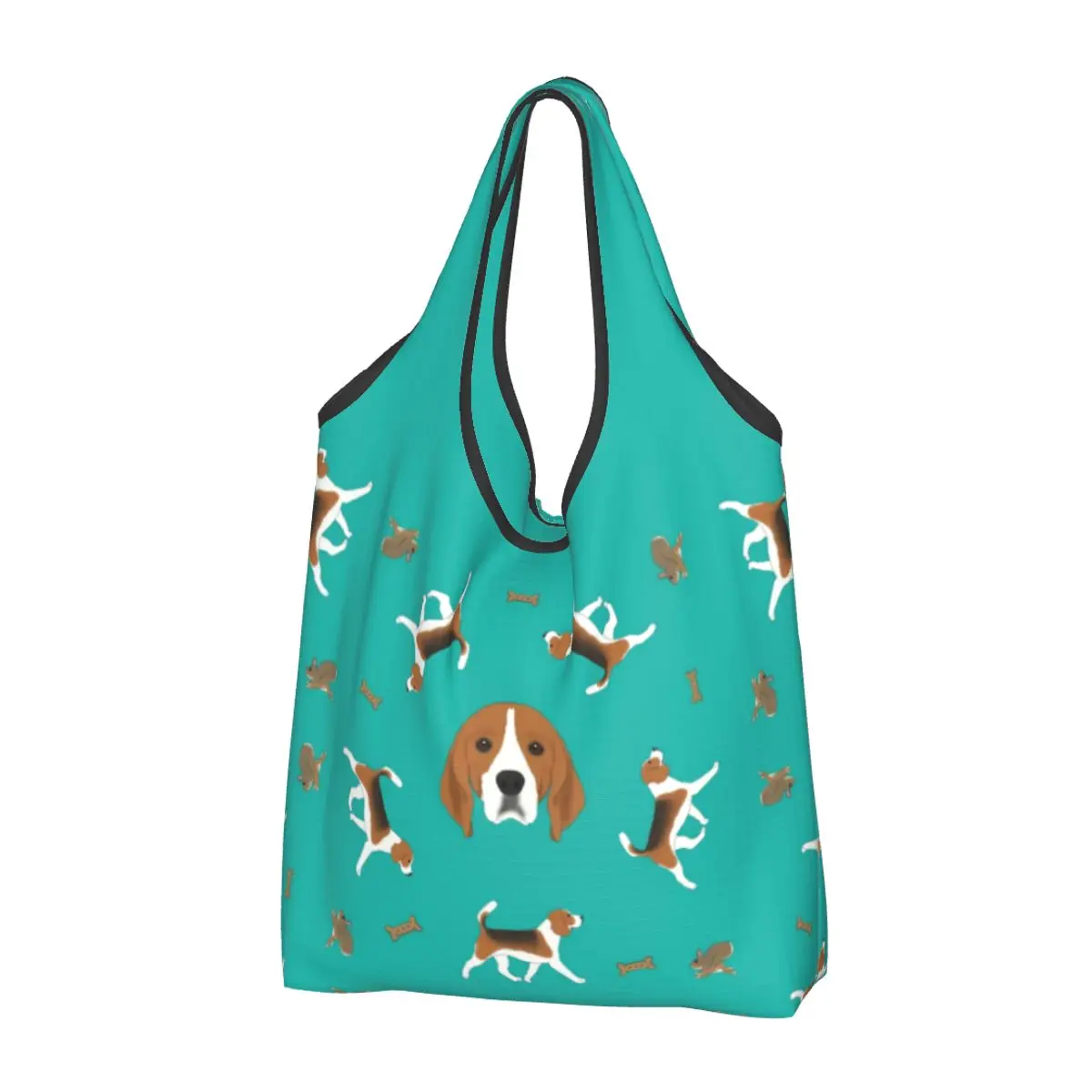 Custom Beagle Bunch Grocery Shopping Bag Custom Shopper Tote Shoulder Bag Large Capacity Portable Handbag