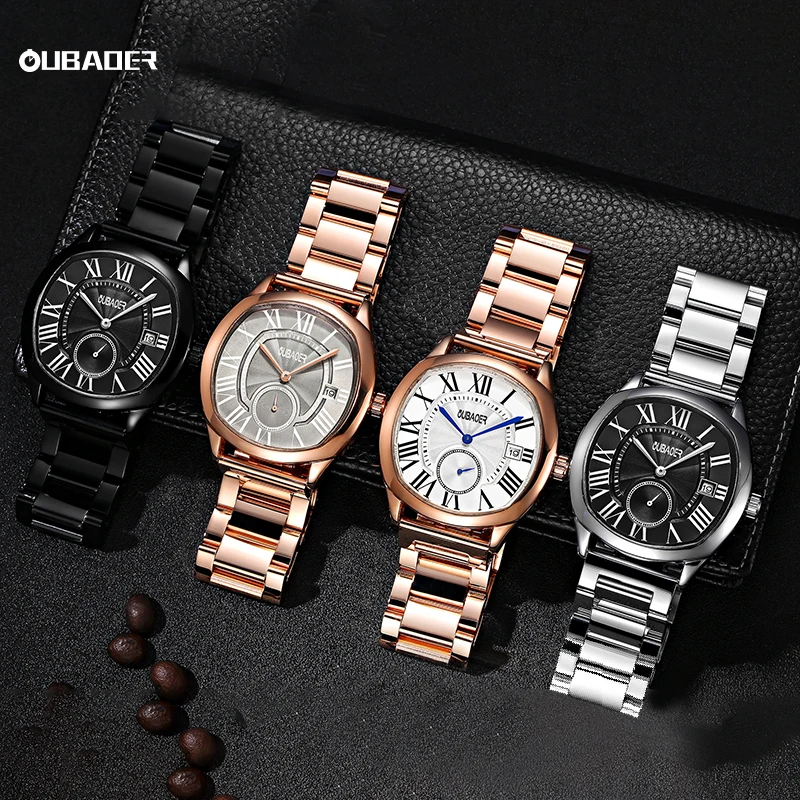 

Top Brand OUBAOER Men Watch Quartz Watches Male Roman Numerals Stainless Steel Business Wristwatch Casual Fashion Watch For Men