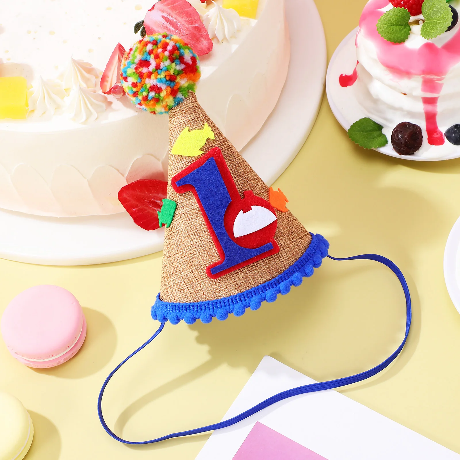 

1 Year Old Birthday Hat Adorable Cone Hat for 's First Birthday Celebration Comfortable Lightweight Design with Elastic