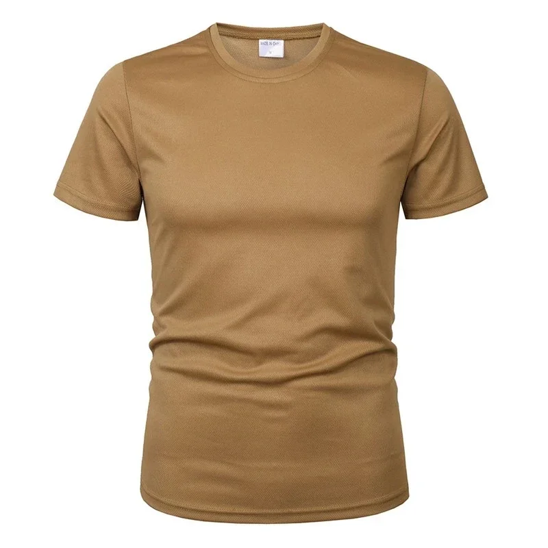 2024 New Style Clothing Tactical Men\'s Tee Shirt Round Neck Solid Shirt Short Sleeve Breathable Quick-drying Casual Shirt