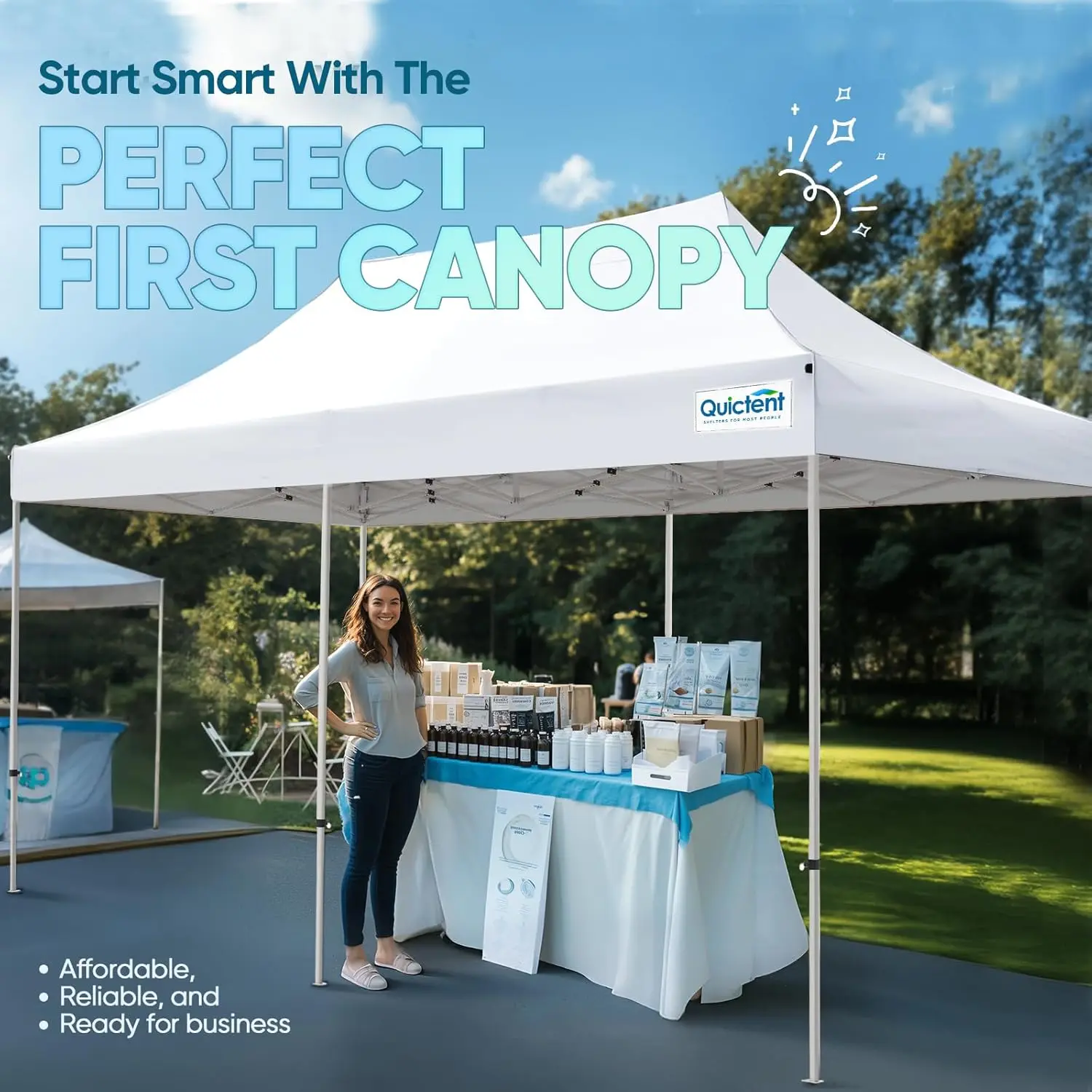 مظلة منبثقة شديدة التحمل مقاس 10 × 20 - 500D فضي بعامل حماية من الشمس 50+، حقيبة بعجلات (الدرجة التجارية) #2