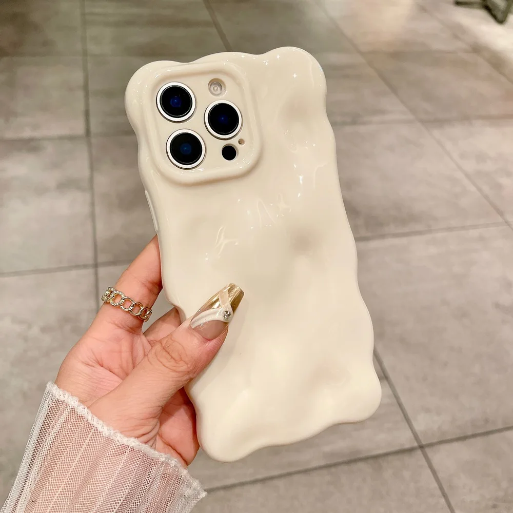 

Fashion 3D Wavy Cloud Pattern Phone Case For iPhone 16 11 12 13 14 Pro Max 15 Plus Soft Silicone Shockproof Back Full Cover