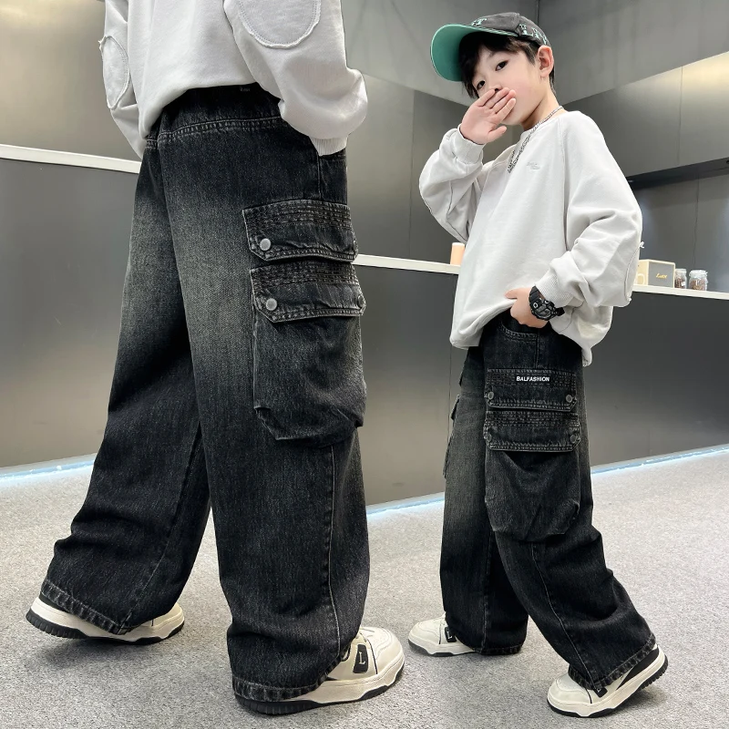 

2025 Spring and Autumn Straight Jeans Side Pockets Versatile Loose High Quality Fashion Street Style