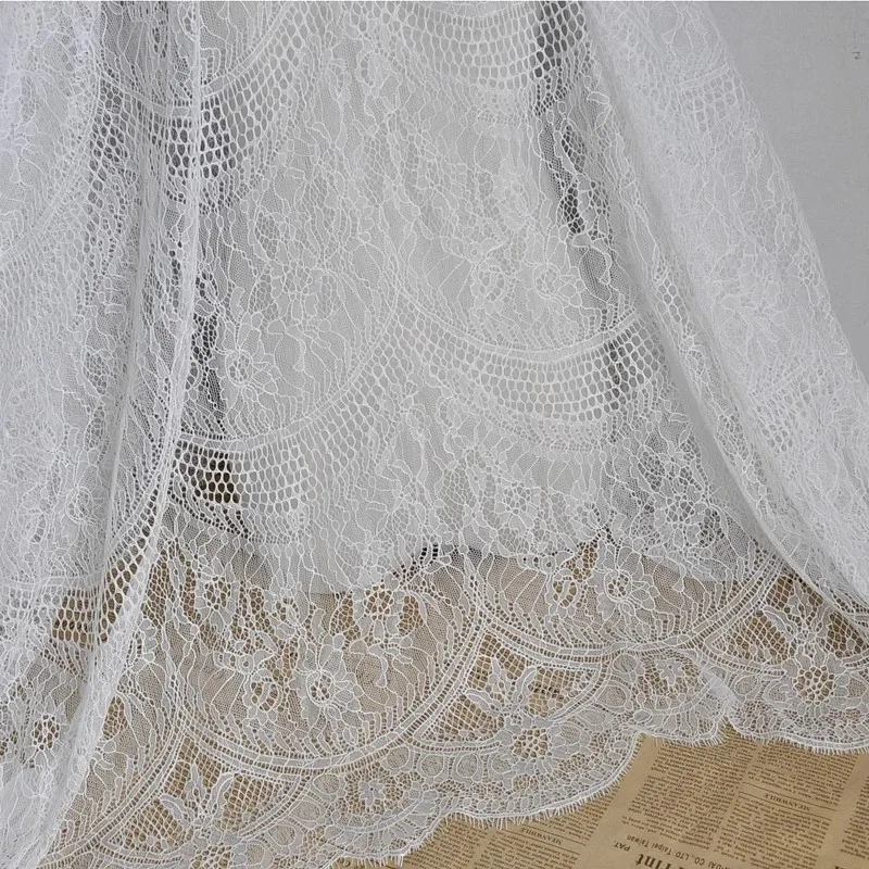 

3meter white hollowed-out eyelash fabric, fine strand fabric for clothing window screen accessories, DIY handcrafted fabric