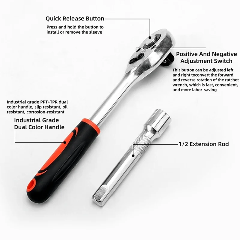 New Upgrade Wrench Socket Set Hardware Car Boat Motorcycle Bicycle Repairing Tool Short Socket Ratchet Auto Repair Tools Hand view 5