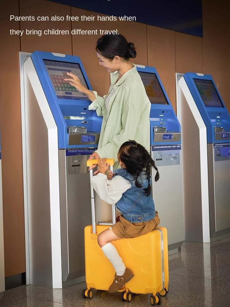 Mala de bagagem infantil com estrutura de alumínio, mala de viagem para meninos e meninas de 20 polegadas com seis rodas