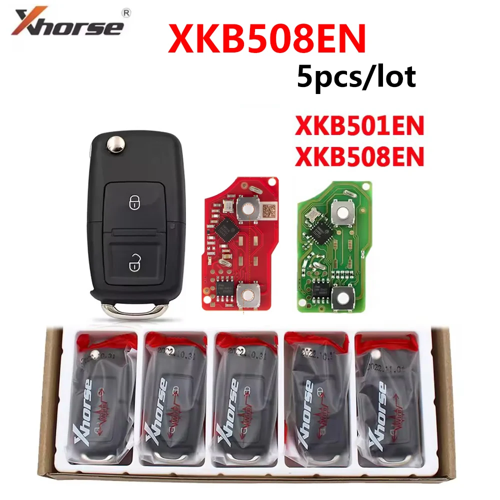 5 peças xhorse xkb501en xkb508en xk série 2 botões vvdi fio remoto chave do carro fob para vvdi2/vvdi mini/ferramenta chave max