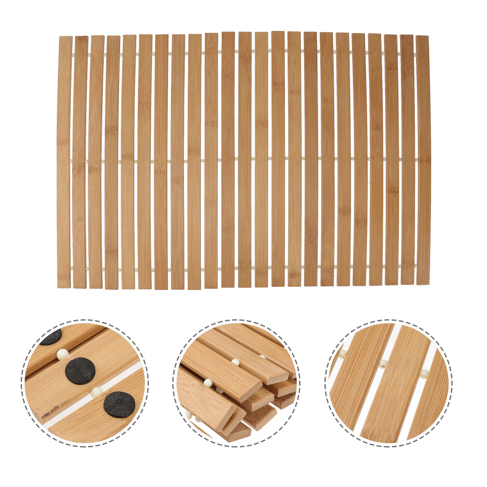 

Non Slip Bamboo Bath Mat Floor Shower Pad for Home Bathroom Wood Color Anti Skid Fiber Bath Cushion