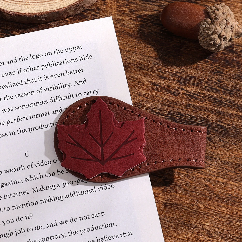 Marcapáginas de cuero con borla de cuerda de cuero, herramienta de lectura de marcadores de página de frutas y plantas botánicas cosidas a mano para amantes de los libros, 1 ud.