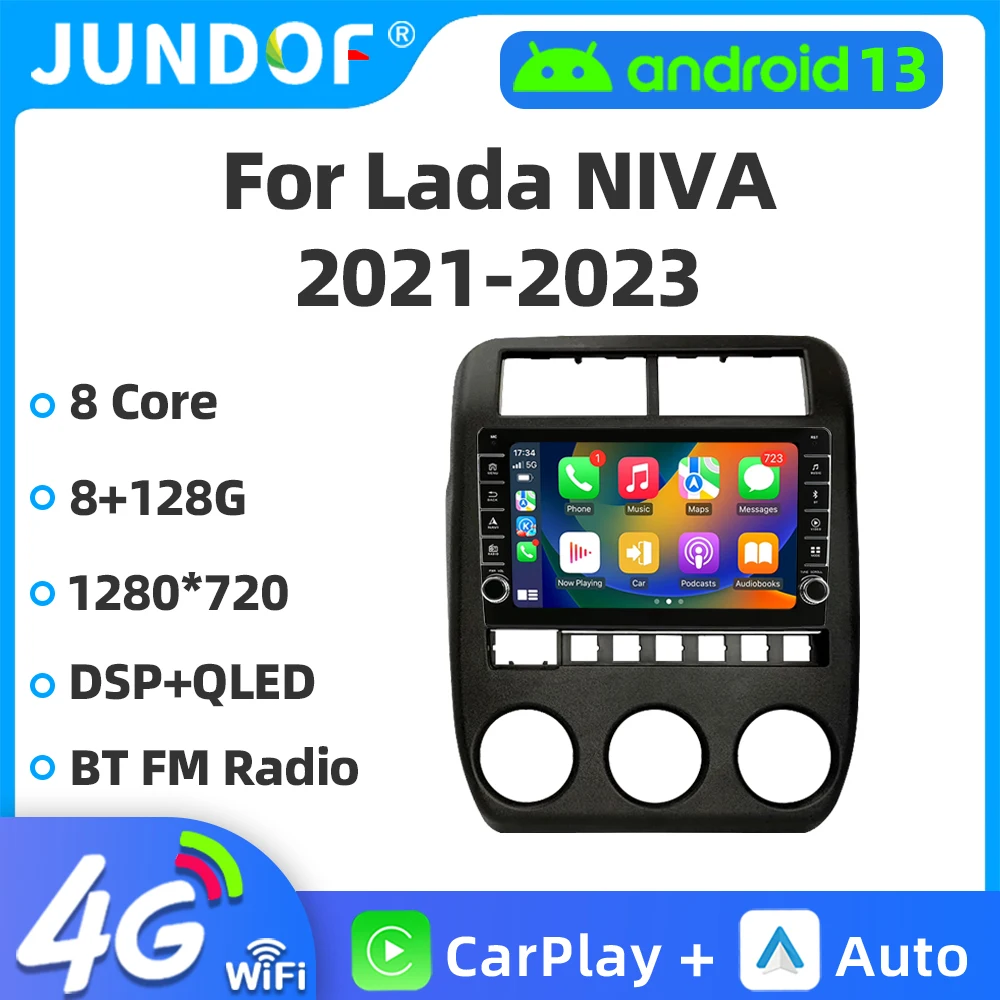 Jundof Android 13.0 Car Radio For LADA Niva Legend Bronto 2021 - 2023 Multimedia Player Video GPS DSP 4G WIFI 2 Din Head Unit