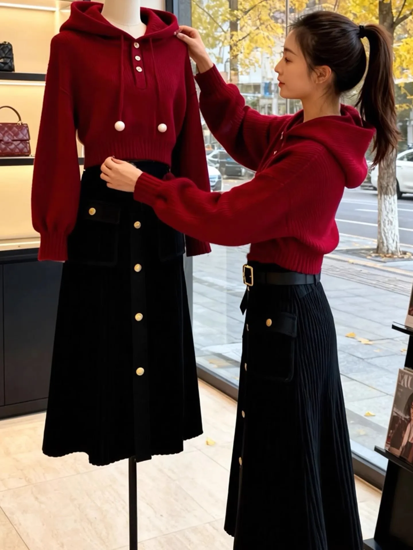 

Sweet Soft Cisas Red Hooded Sweater Women's Sle Autumn Winter 2025 New Slimming Versatile Base Layer Top