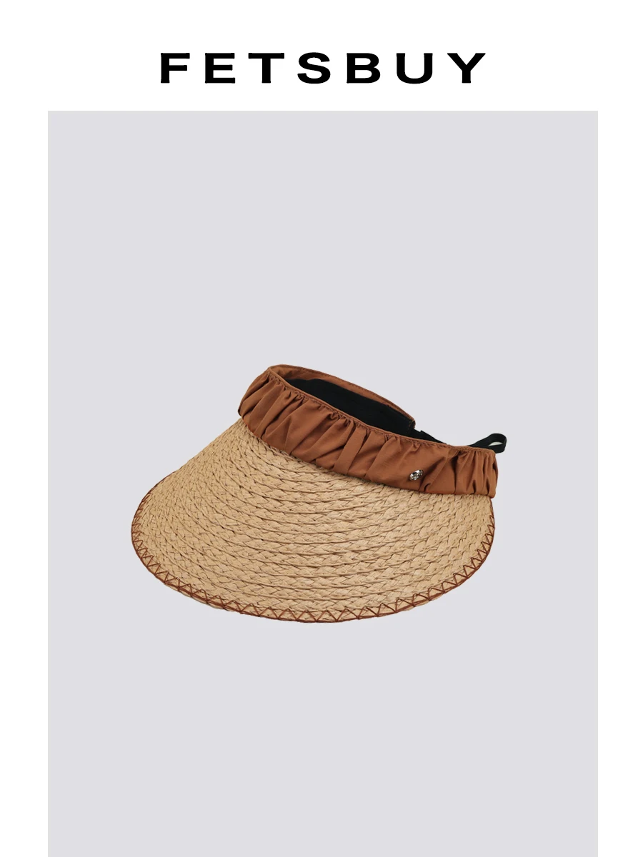 summer-uv-protection-straw-hat-women's-foldable-large-brim-empty-top-outdoor-travel-sunscreen-hat-breathable-comfor