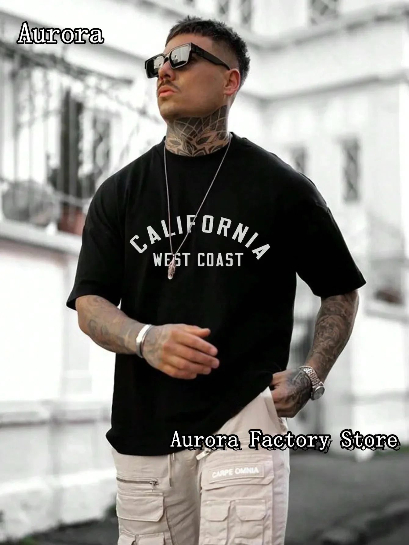 Summer Men Cotton T-Shirt California West Coast Print Tops Tees Male Casual Clothing Fashion Short Sleeve Streetwear Clothing