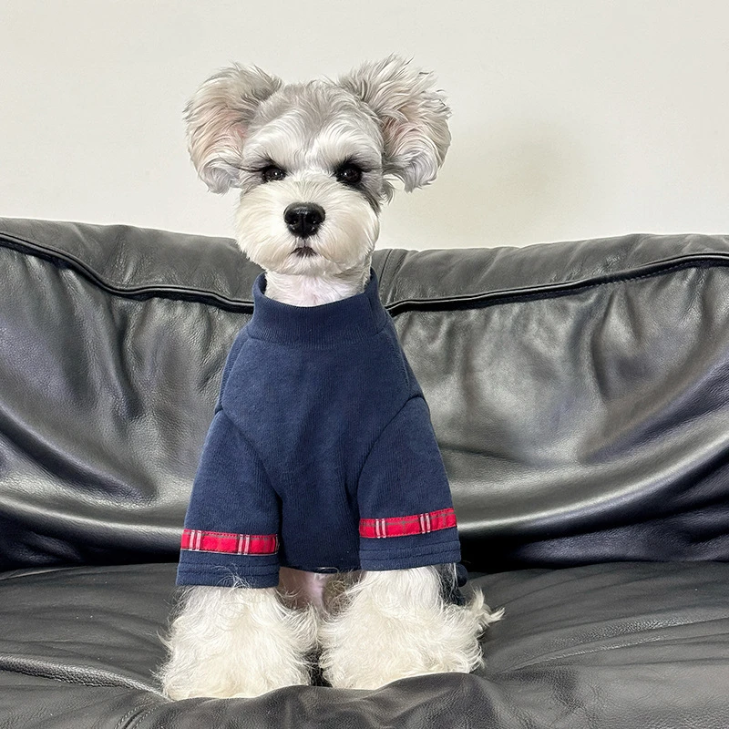 Pet Base Shirt Autumn Winter Four Legged Pants Warm Thick Base Embroidered Teddy Bear Four Leg Checkered Patchwork Jumpsuit