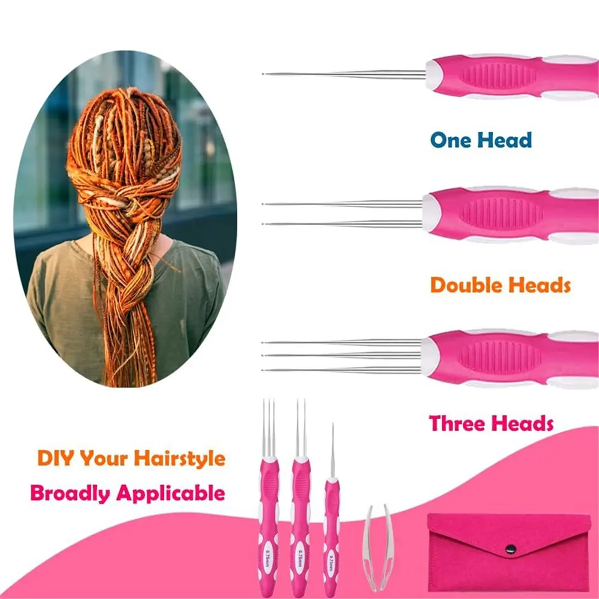 【CYBER MONDAY】Crochet Hook with Ergonomic Handle, 0.75 mm Hairpin Braid Hairlock, Braid Crochet Hook