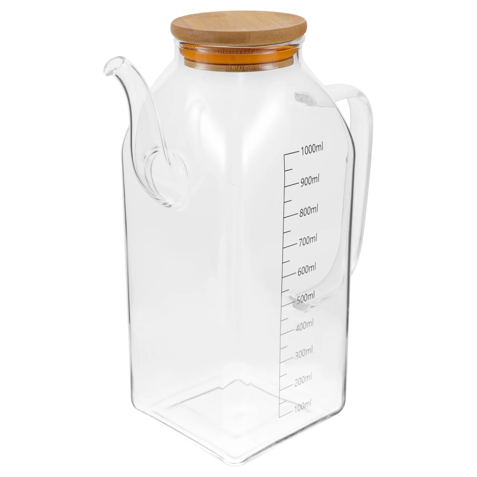 

Glass Bottle Silicone Spout Wood Cap Kitchen Oil Storage Container Condiment Storage Container for Olive Oil Vinegar