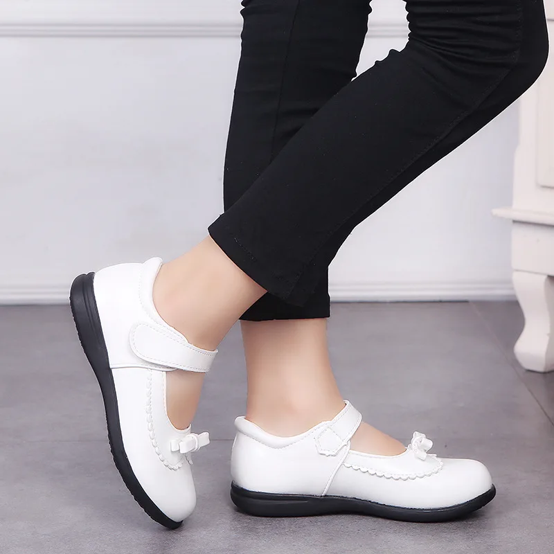 Kids Leather Shoes Girls Party Dancing Footwear Children Non-slip Soft Bottom Wedding Shoes Students Performance Single Footwear