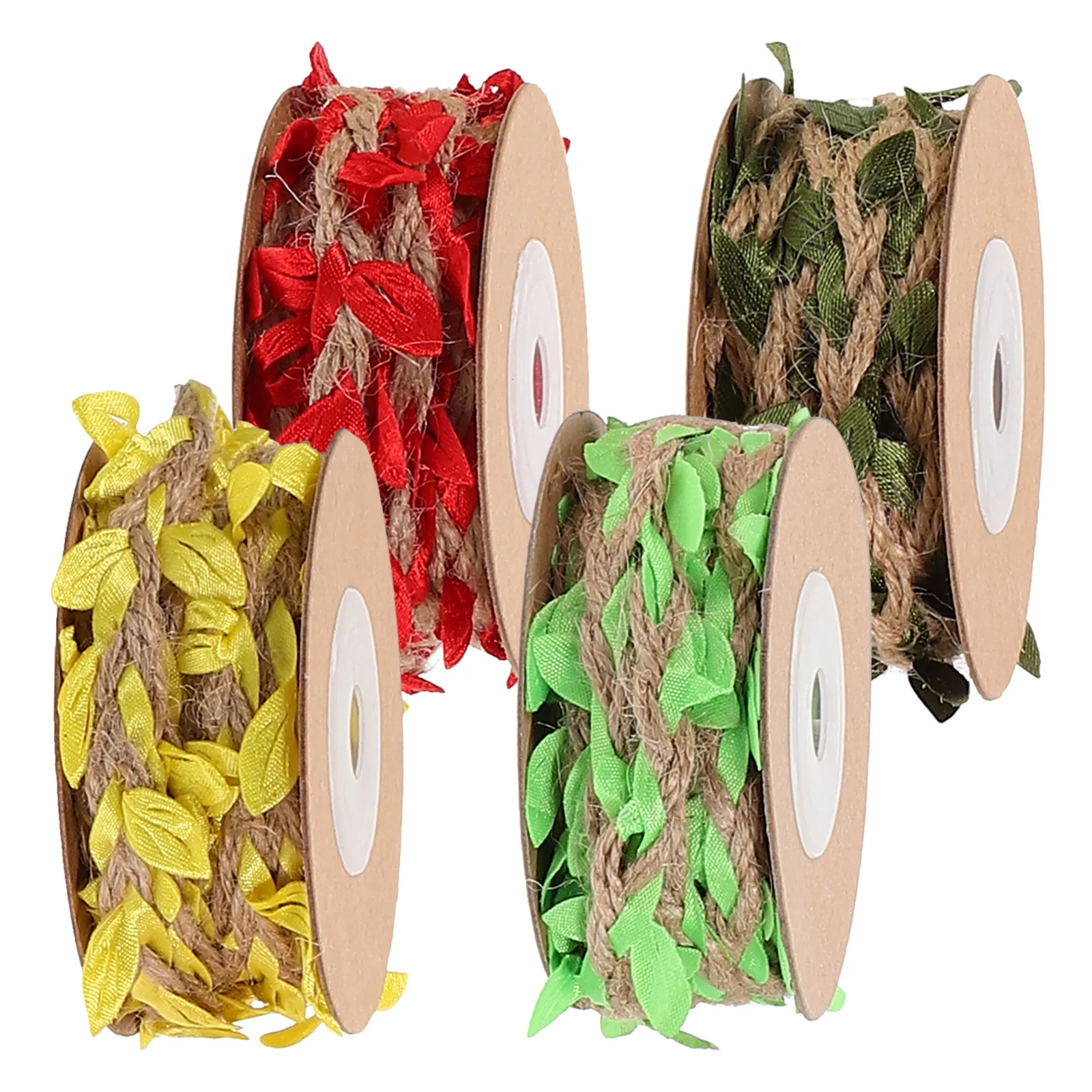 

4 Rolls Simulation Leaves Hemp Rope Craft Cord Garden Bouquet Packing Decorative for Crafts Plants Hanging