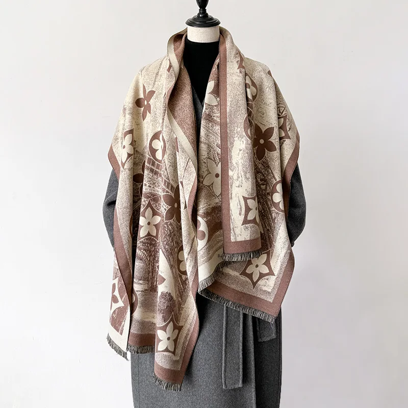 Sciarpa di cashmere Moda donna Scialle di Pashmina Avvolgere l'inverno 2024 Design Sciarpe calde per la testa Femal Poncho Fazzoletto da collo Echarpe Bandana