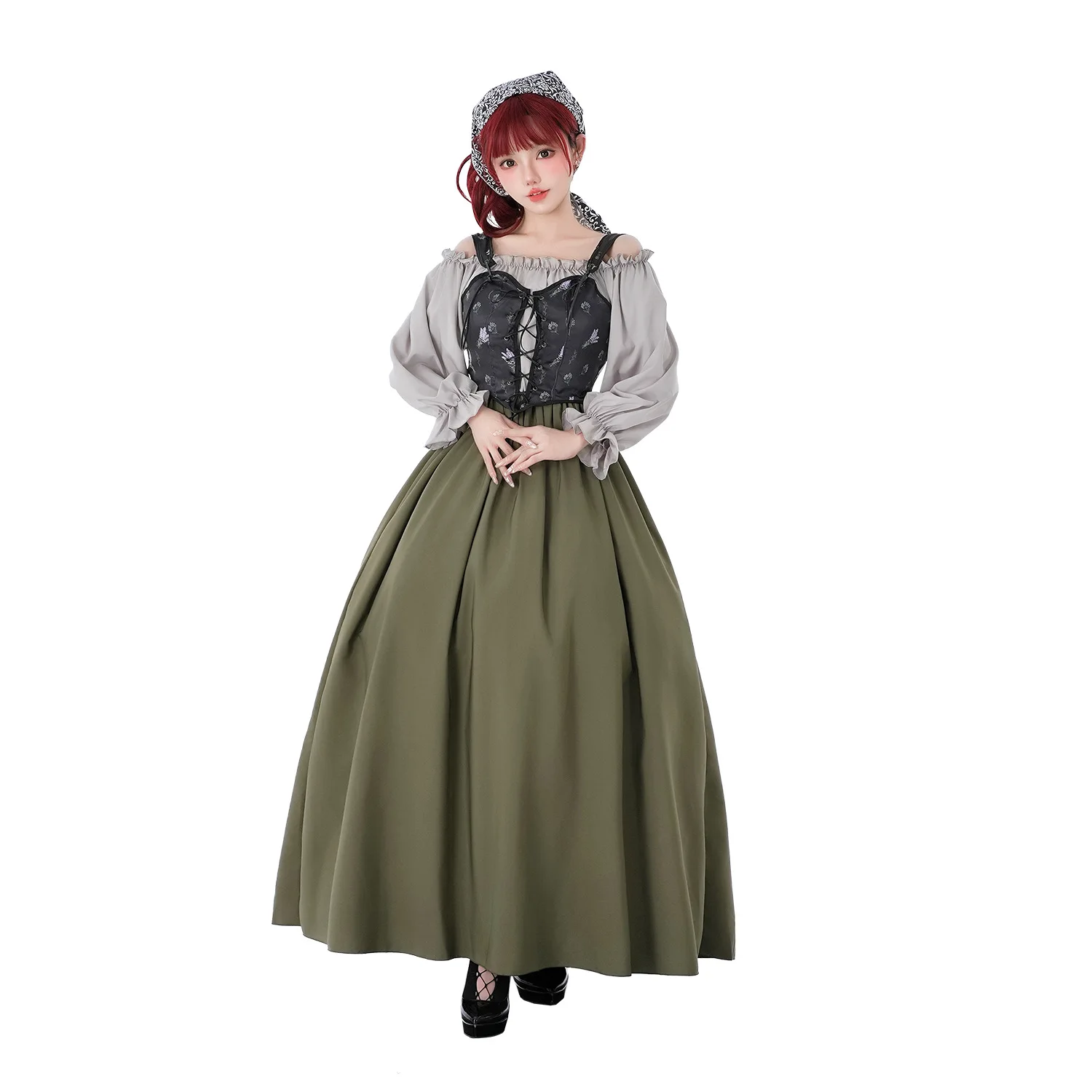 

Medieval Renaissance Dress Oktoberfest Bavarian Dirndl Cosplay Dress Performance Costume Halloween