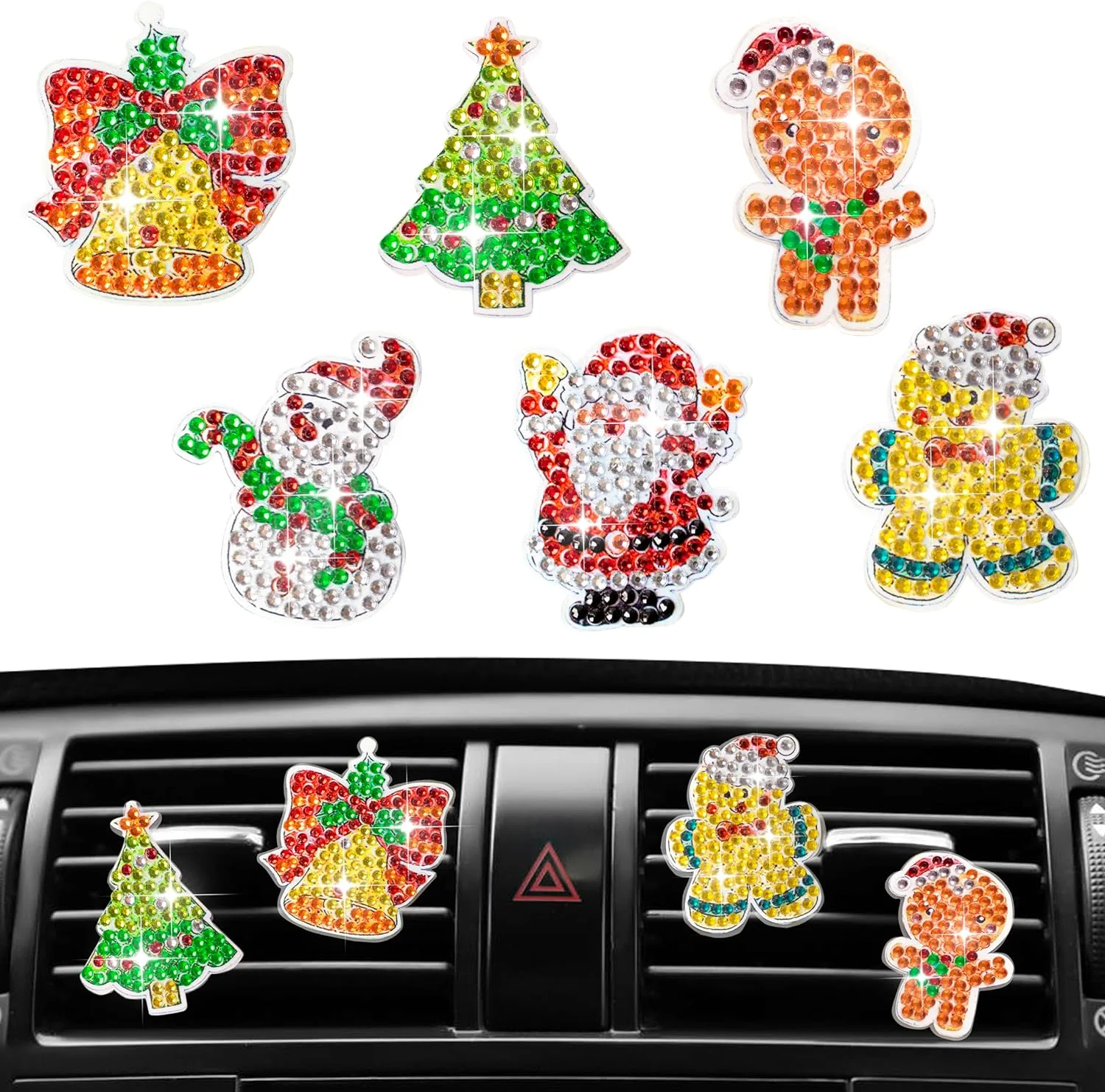 6pcs/set DIY Chrismas Pattern Diamond Painting Nouveaute 2024 Automotive Decoration Car Air Conditioning Outlet Decor for Gift