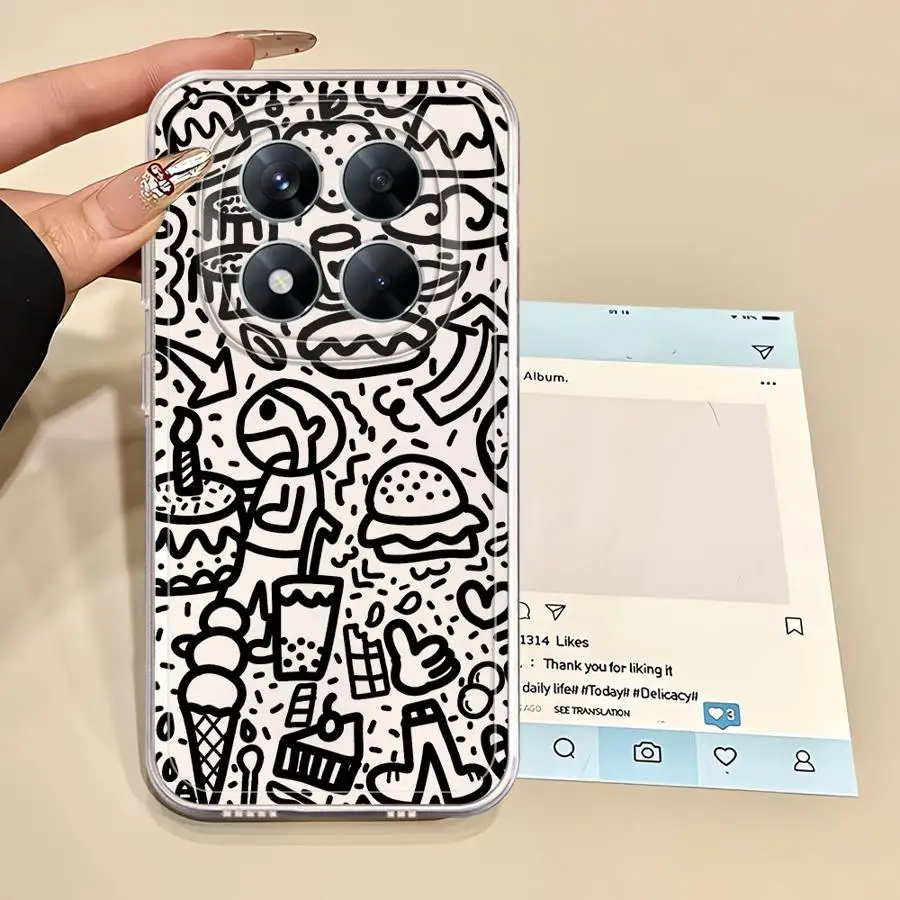 حافظة لهاتف Xiaomi Poco X3 NFC X4 GT X4 M3 X3 Pro X5 جرافيتي سوداء ناعمة شفافة #5