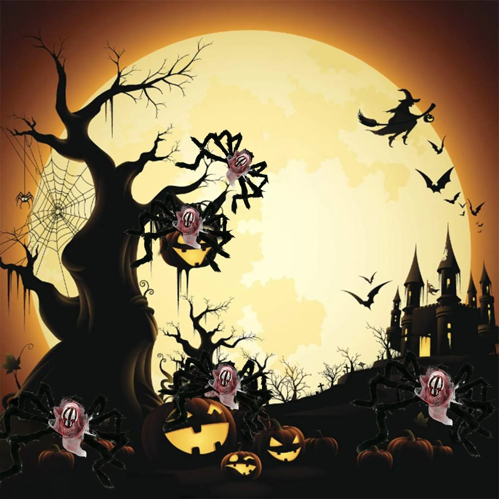 

Fun Flower Faced Skeleton Spider Halloween Popular Toys Interesting Design Festival Hot Selling Toy For Home Display Playthings