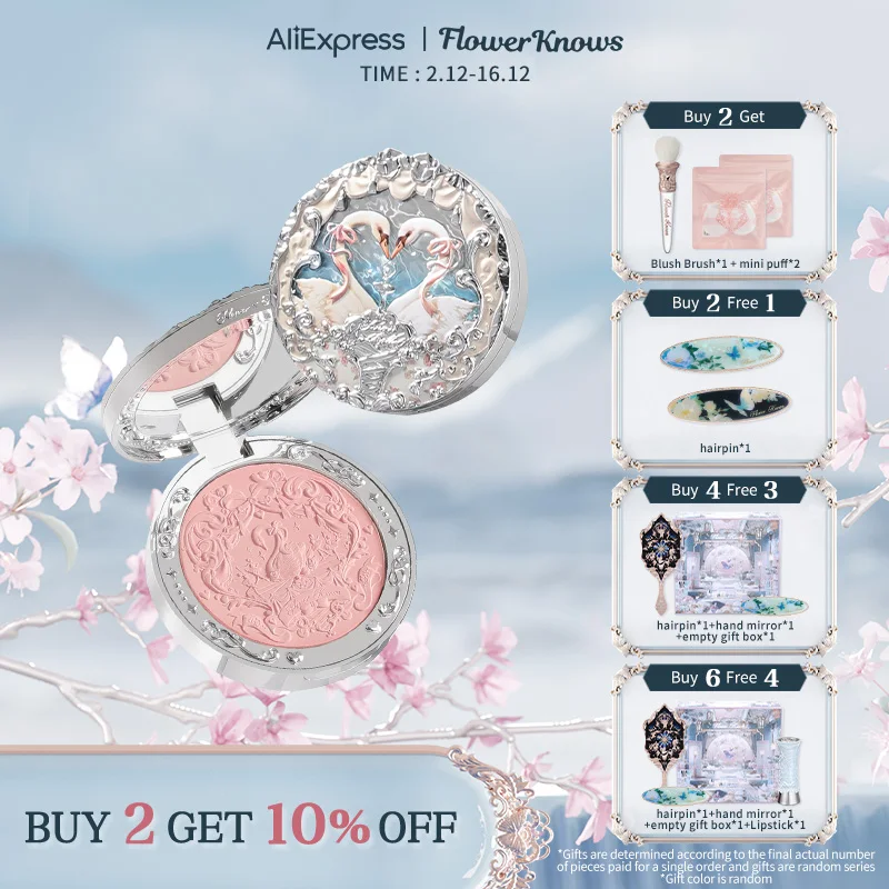 Flower Knows Swan Ballet Series Embossed Blush