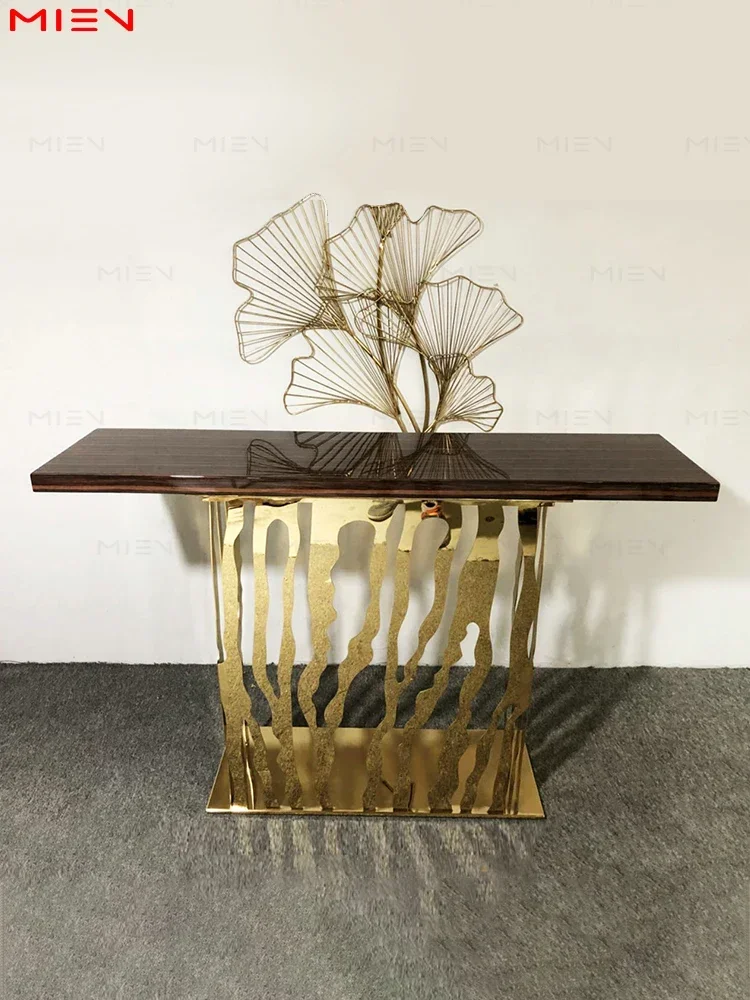 Imitation Root Console Ebony Skin Finish Electroplated Titanium Gold Model Room KTV Console Tables Entrance Foyer Case