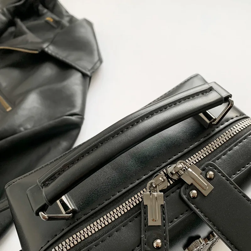 حقيبة كروس على شكل جمجمة للنساء حقيبة حمل أوروبية وأمريكية 2026 موضة جديدة حقيبة دراجة نارية ببرشام هيكل عظمي حقيبة كتف C064 #2