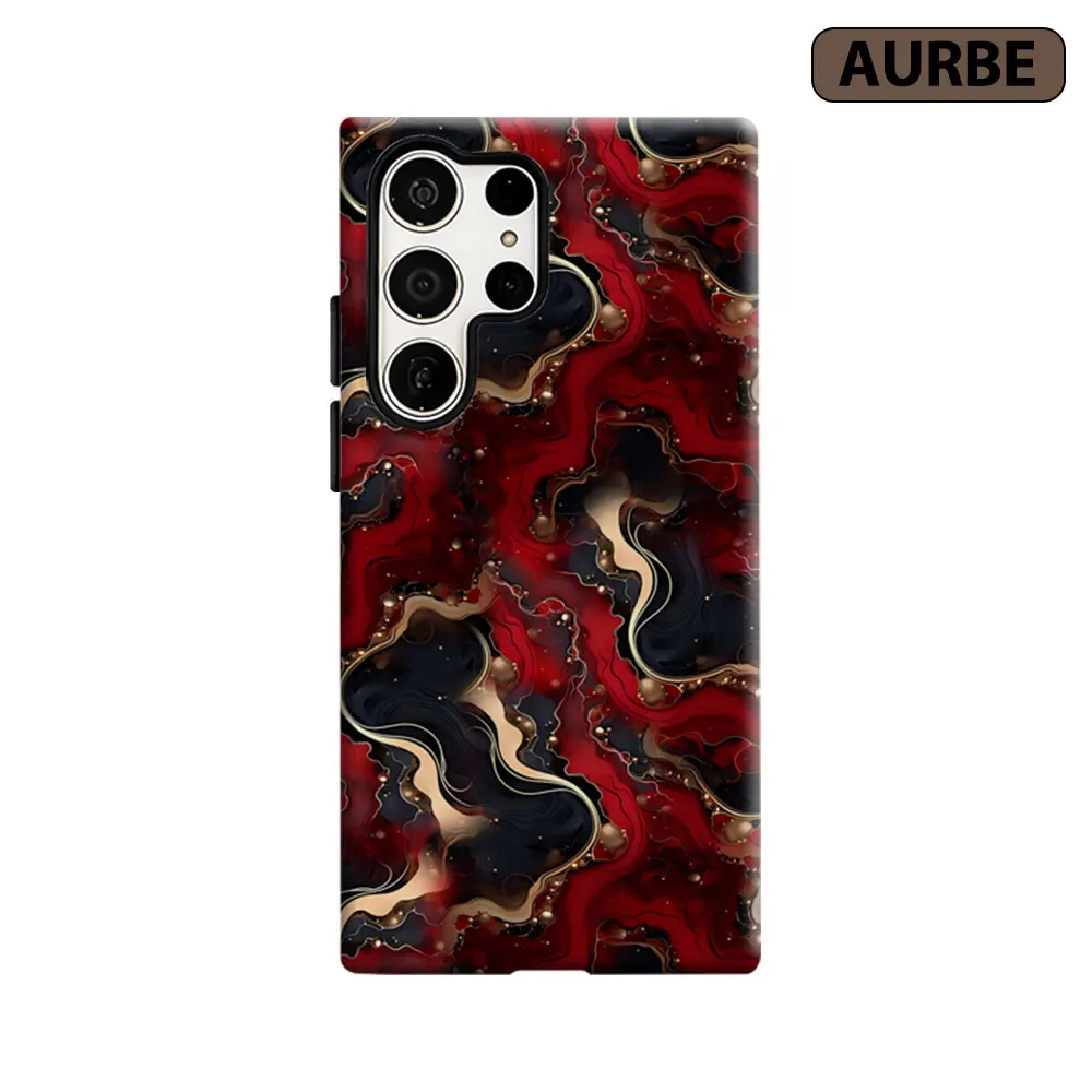 Aurbe Phone Case For Samsung Galaxy S26 S25 S24 S23 Ultra Plus HD Hard Luxury Waves Double Layer Film Cover