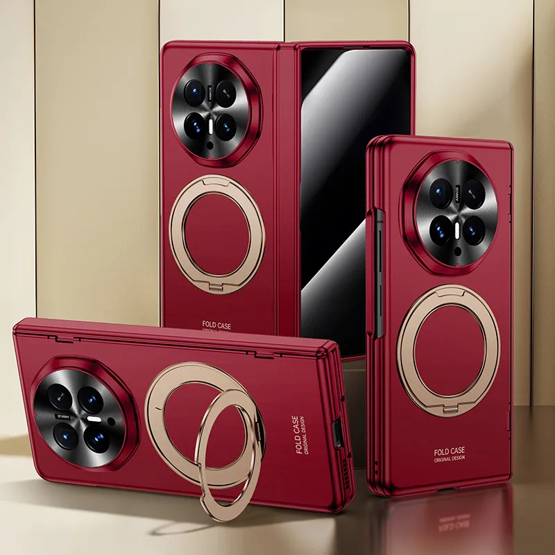 

Phone Case For Huawei Honor Magic V6 MagicV6 5G Oil-spraying Process Central Axis Protection 360 ° Magnetic Rotation Stand Cover