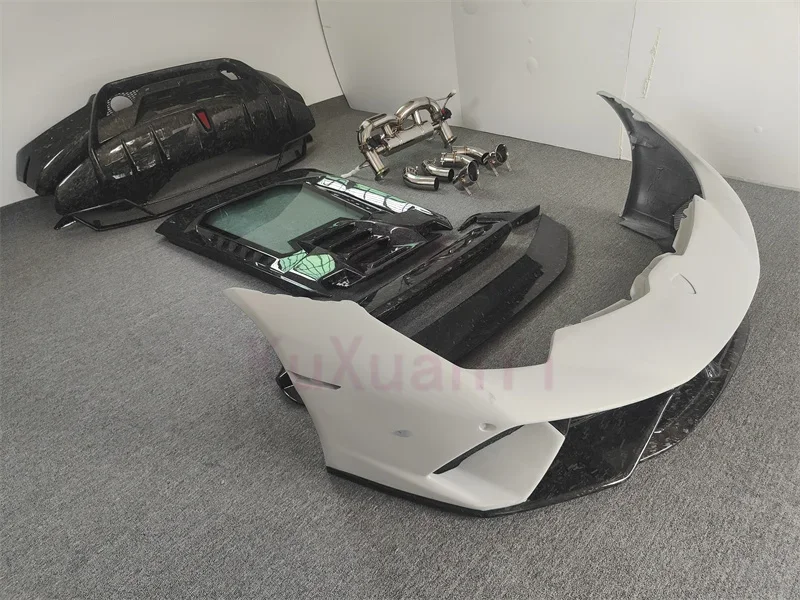 Forged carbon fiber P-style front and rear bumpers rear bumper covers rear spoiler base exhaust for Lamborghini LP610 body kit