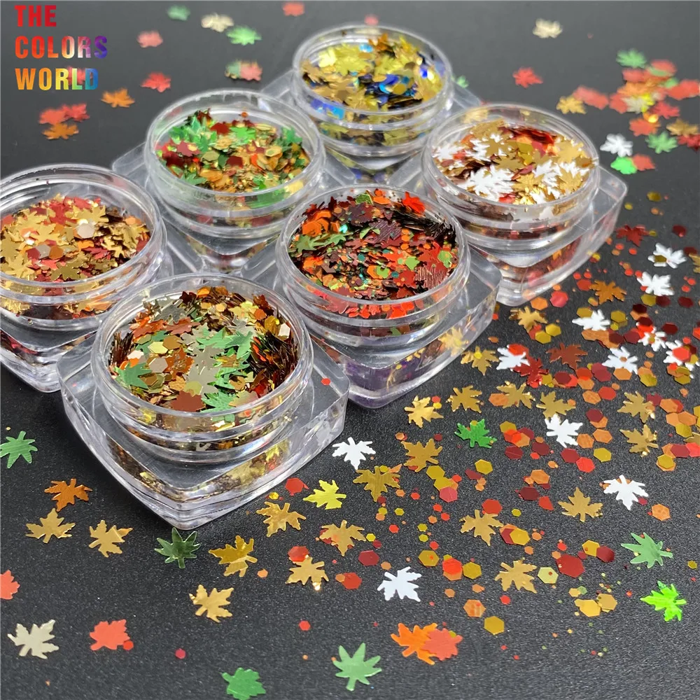 TCT-929 Autumn Maple Leaf Fall Glitter Sequins Shape For Nails Art Manicure Leaves Glitter Card Making Epoxy Resin Crafts DIY