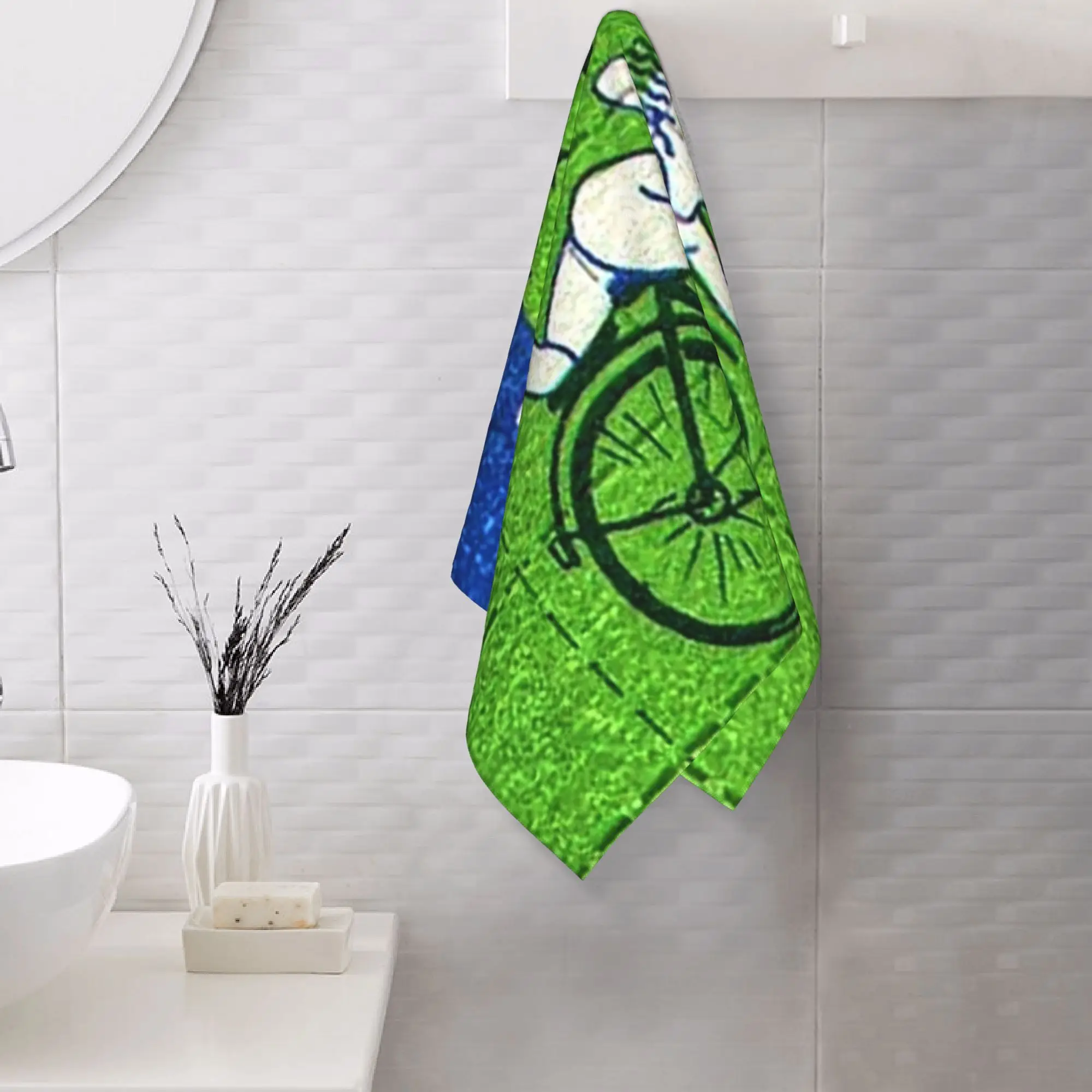 Custom Bicycle Day Lsd Blotter Art Tab Soft Face Towel Quick Dry Pool Bath Cotton Towels Absorbent