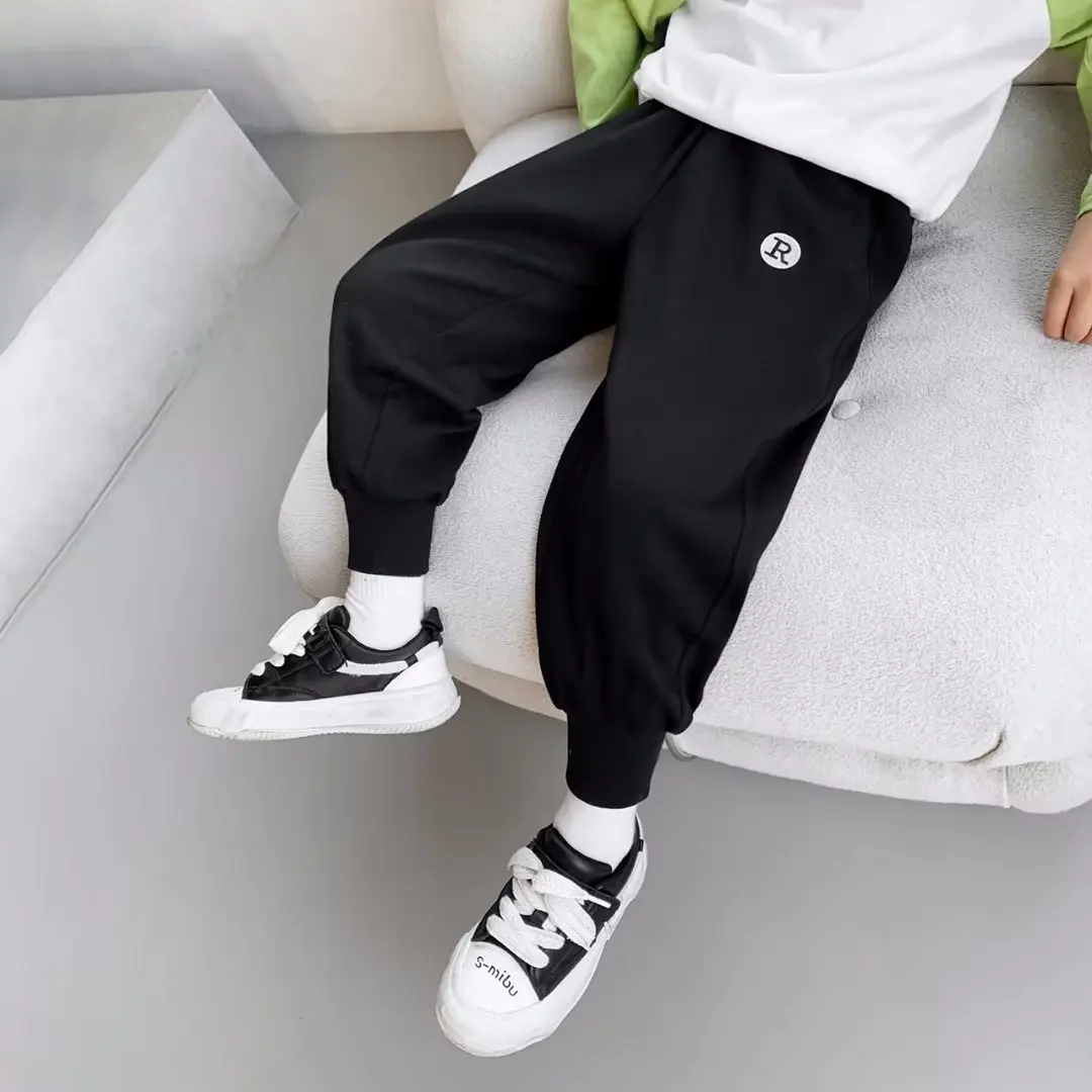 New Sports Boys Middle and Big Boys Solid Color Letter Casual Spring/Summer Thin Loose and Comfortable Street Guard Pants