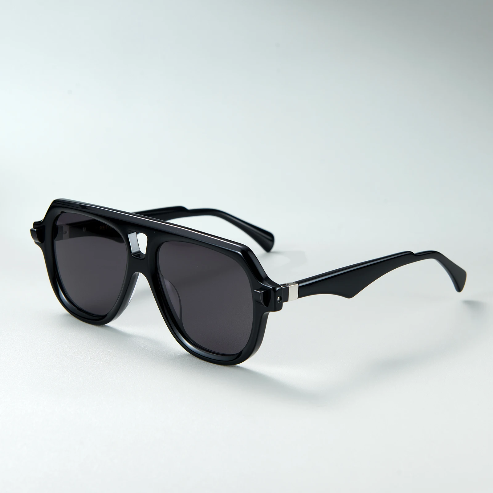

OBLVLO Luxury Brands Men's Bright black Sunglasses Fashion Men Square Sun Glasses 400UV protection 2.0 Nylon Full Grey Lens