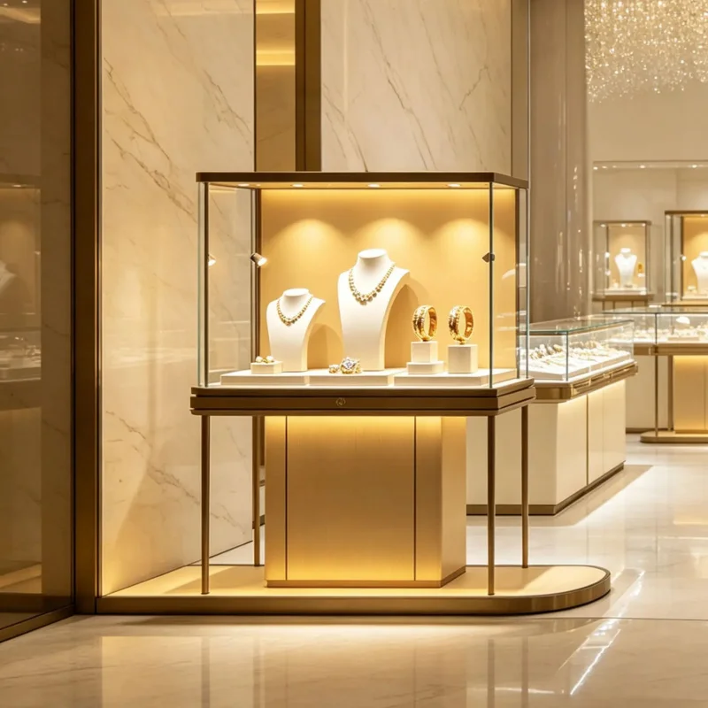 custom.Light-luxury Custom Glass Jewelry Display Cabinet Stainless Steel Showcase Shopping Malls Chain Stores Jewelry S