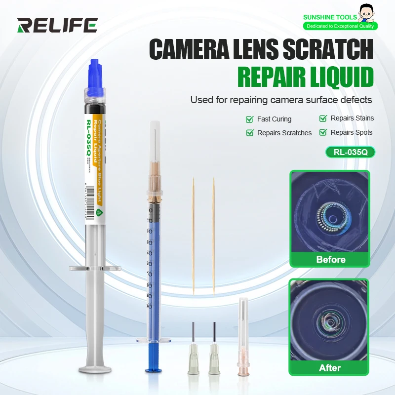 RELIFE RL-035Q Camera Lens Blue Light Repair Liquid Fast Curing Easily Conceals Scratches for Camera Repair Fixing