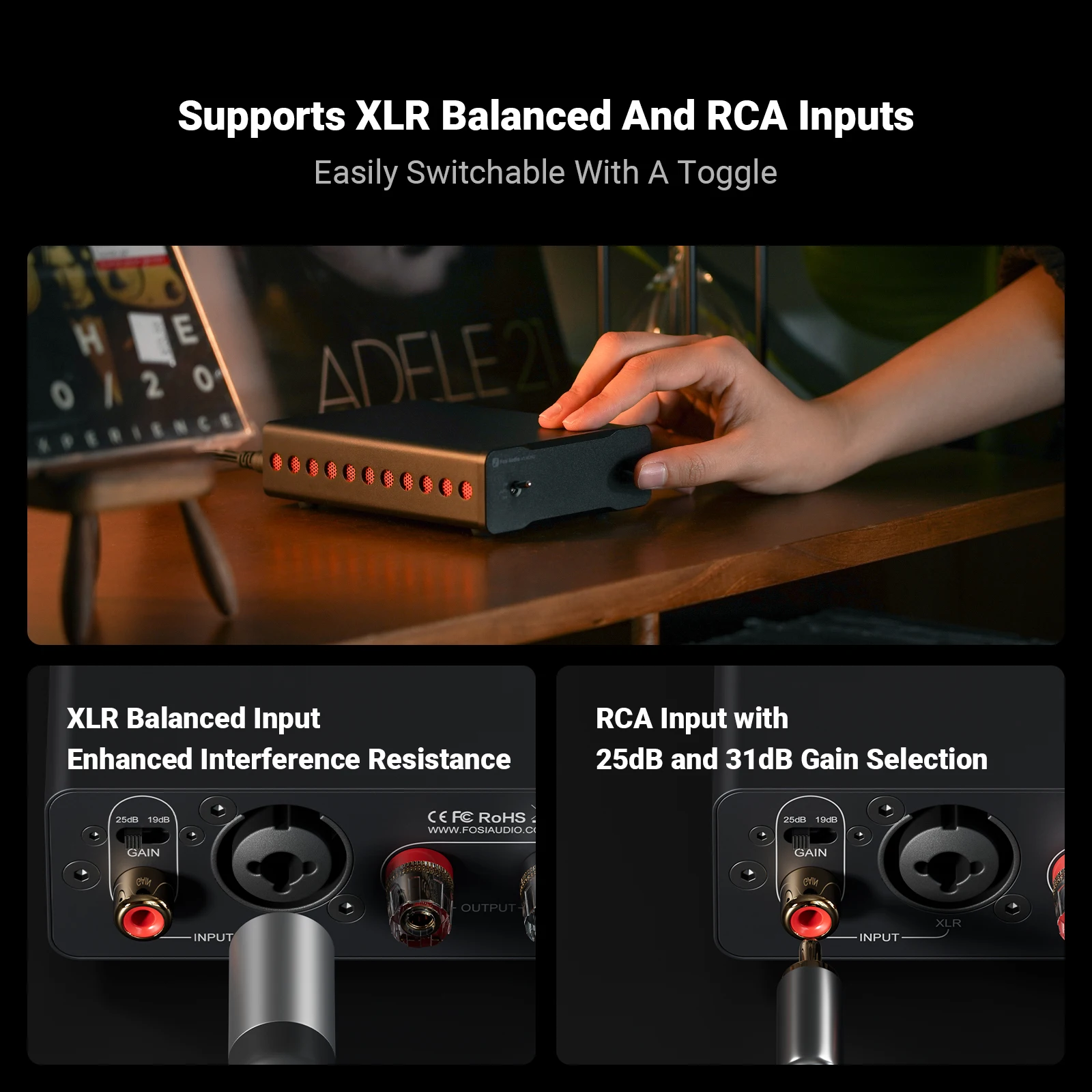 Fosi Audio V3 Mono 240W مكبر صوت TPA3255 PFFB تقنية مضخم صوت صغير لمكبر الصوت