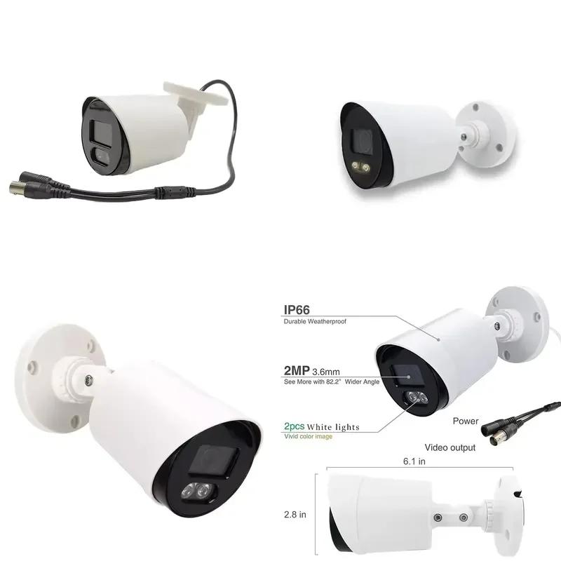 5MP CMOS H.265 AHD Bullet CCTV Security Camera Wide Angle Waterproof Motion Detection Night Vision Built-In Siren Analog DVR