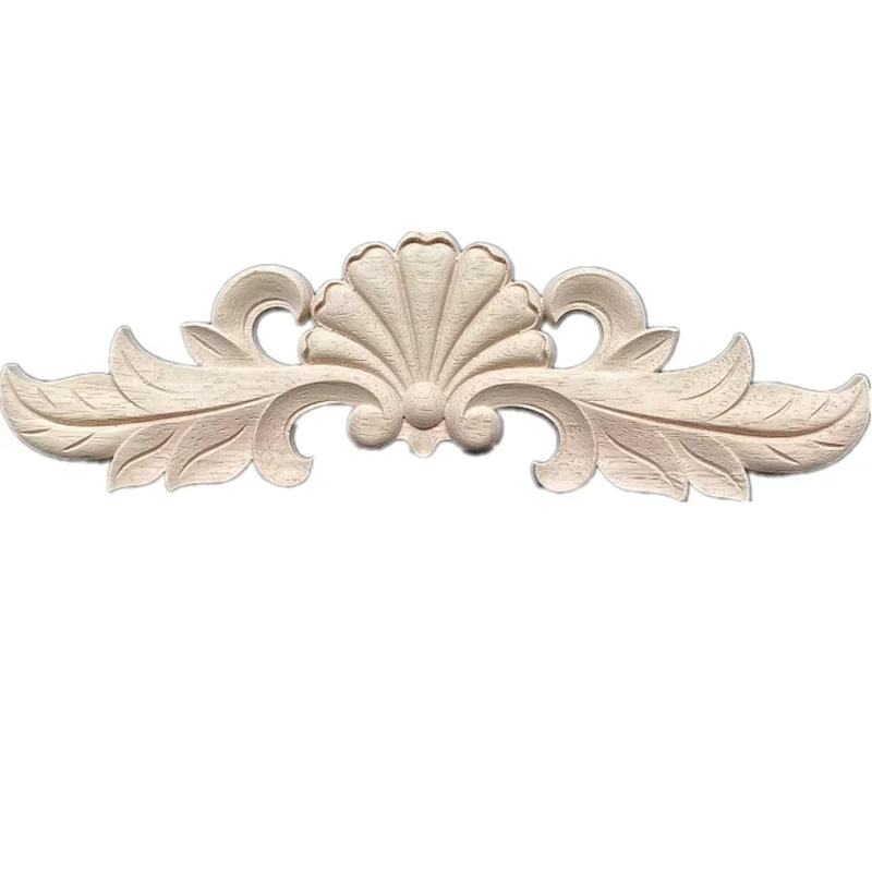 2PCS 30-40cm Wood Carved Onlay Appliques for Furniture Cabinet Unpainted Frame Wooden Mouldings Decal Home Furniture Decoration