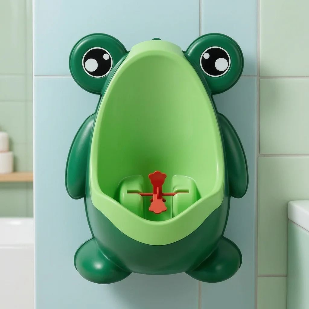 penico-infantil-de-parede-para-meninos-com-design-de-sapo-fofo-e-alvo-divertido-vertical