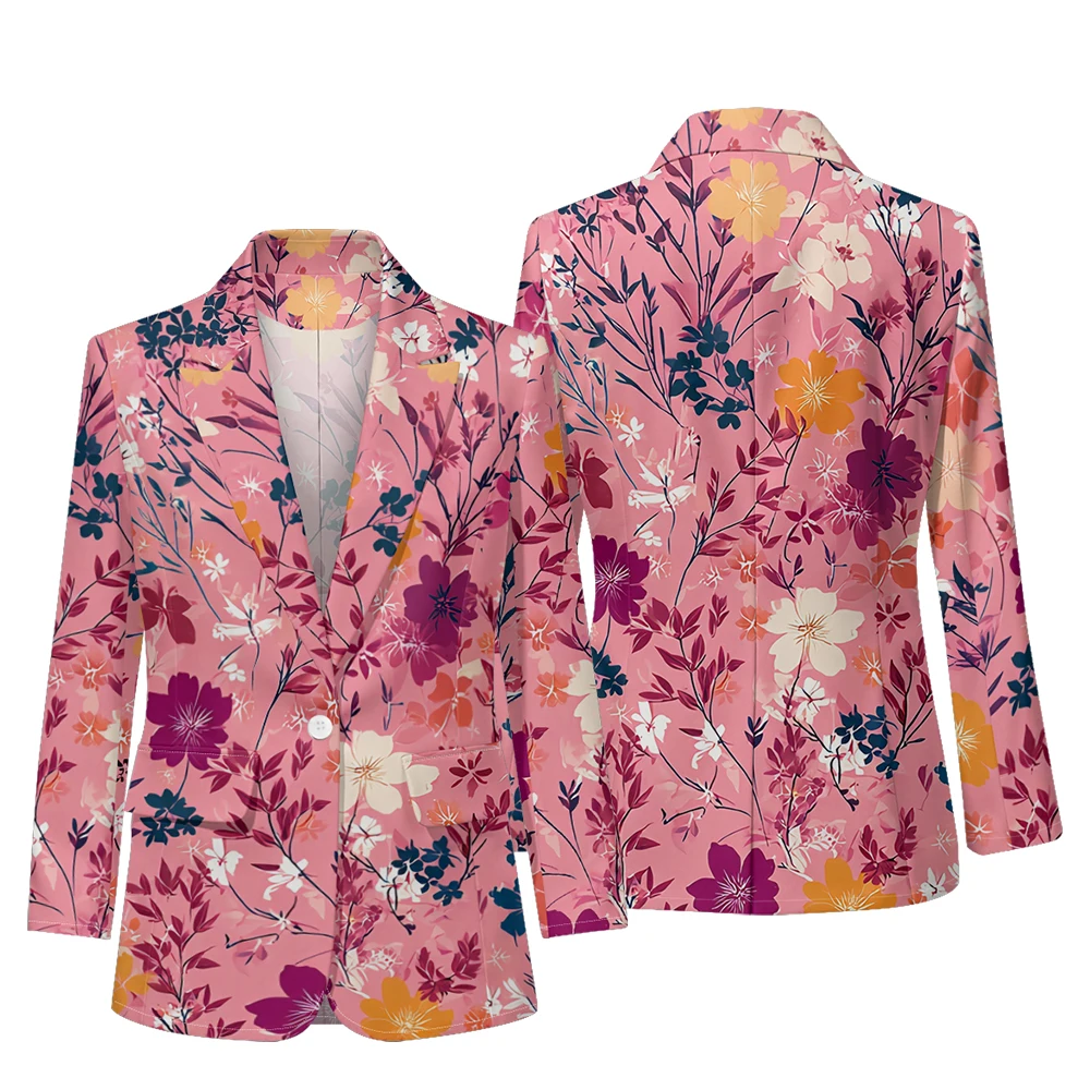 Blazer imprimé Floral Vintage pour femmes, veste élégante de Style rétro à un bouton pour le bureau, la fête et l'usure quotidienne, automne décontracté