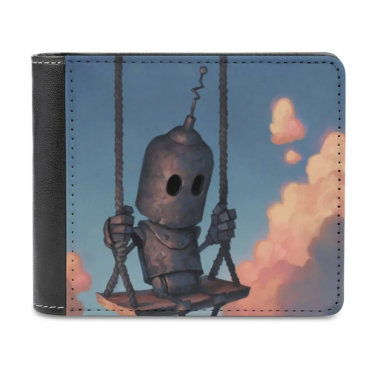 Cartera negra con diseño de gatos en celosía para hombre, billeteras portátiles ligeras para viajes de ocio, monedero masculino de estilo corto con bonitos animales
