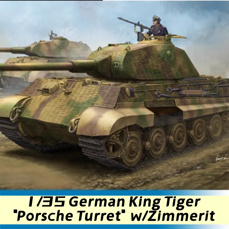 

TRUMPETER 1/35 German King Tiger “Porsche Turret” w/Zimmerit Plastic Assembly Puzzle Model