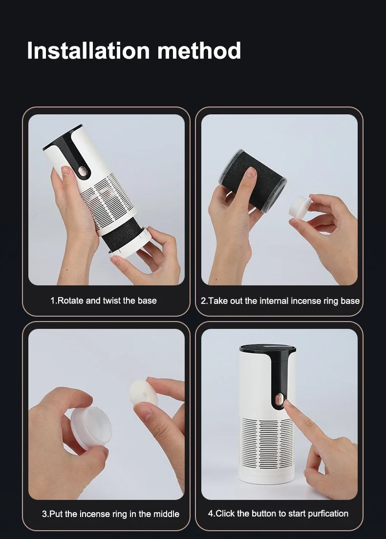 Xiaomi Youpin Car Air Purifier Room Deodorizer Negative Ion Remover Smoke HEPA Filter Portable Air Cleaner Freshener for Home
