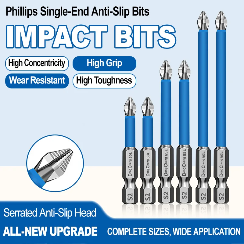 Phillips Anti-Slip Magnetic Screwdriver Bit S2 Steel 1/4 Hex Shank for Furniture Cabinet Assembly Work 25 50 65 70 90 150mm