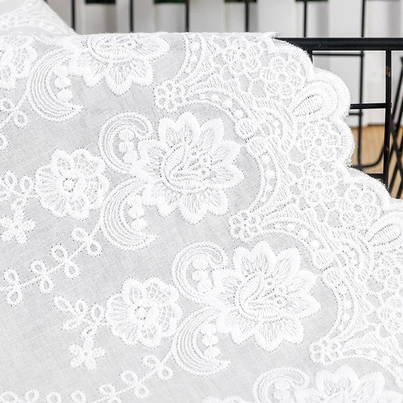 1Yard 22cm wide Beige White Cotton 100% Cloth Embroidered Lace Trim DIY Accessories Lace Fabric Width