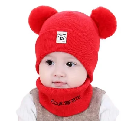 Conjunto de gorro y bufanda para bebé, gorro de punto cálido de oso y gato, gorros de ganchillo para niño y niña, 2 uds.